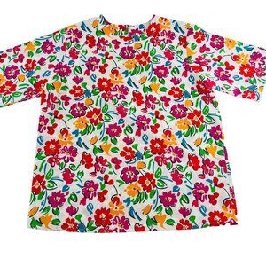 Yves St. Clair Women's size 12 Blouse Floral Short Sleeves Vintage multicolor